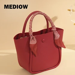 MEDIOW Classic Composite Bags For Women Luxury Designer Handbags Purses 2024 New In PU Lychee Texture Scarf Top Handle Shoulder