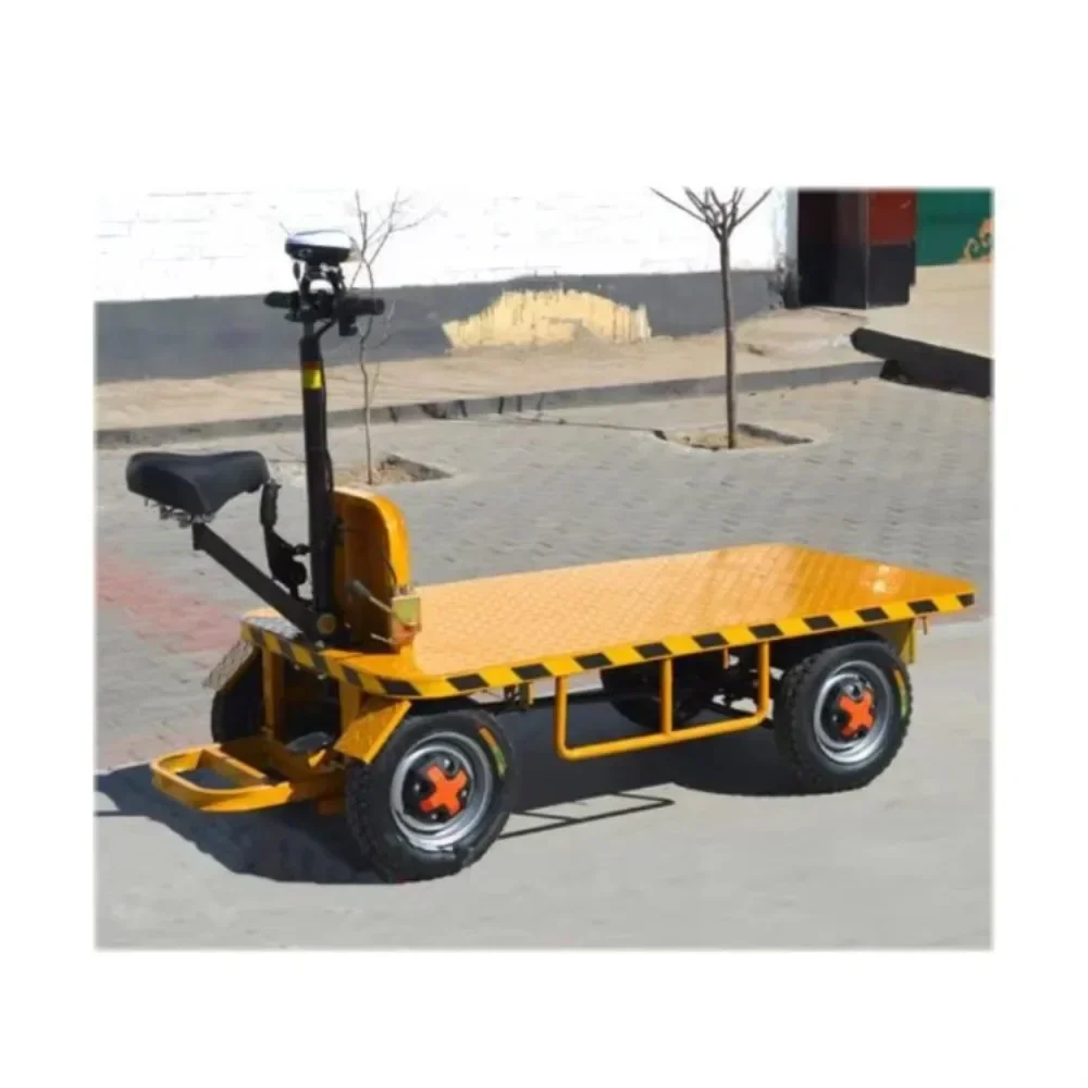 

Electric pallet transportation flatbed truck trolley Electric construction site workshop pull truck Automatic flatbed truck