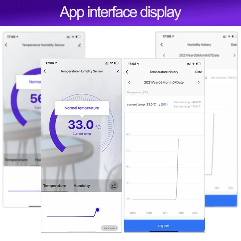 Alarme de sensor de temperatura e umidade Tuya Zigbee com display LED para fermentação de mudas e reprodução de animais