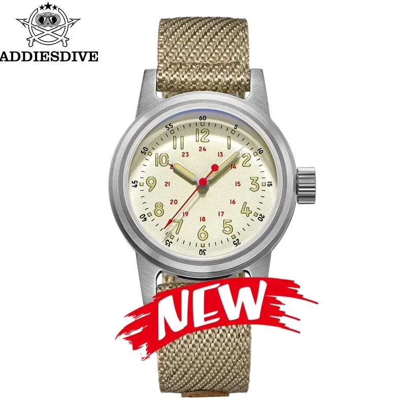 ADDIESDIVE AD2076 36mm Orologio meccanico da uomo Bubble Mirror Glass C3 Verde luminoso 200m Orologi automatici impermeabili