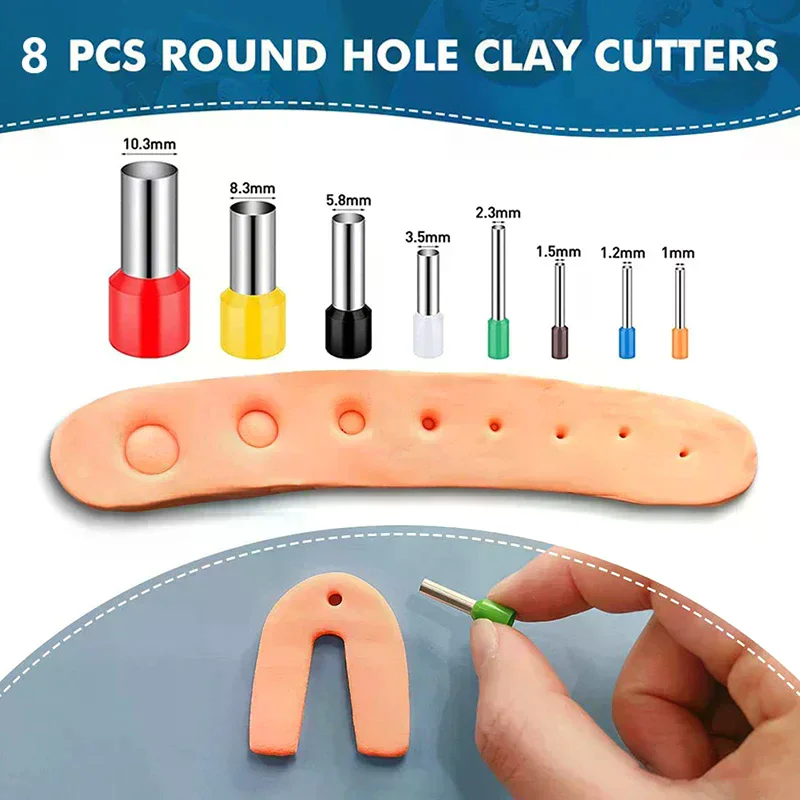 Punches 8 Pcs Sizes Polymer Clay Cutter Molds Hole Tool Set Diy Earrings Making Craft Handmade