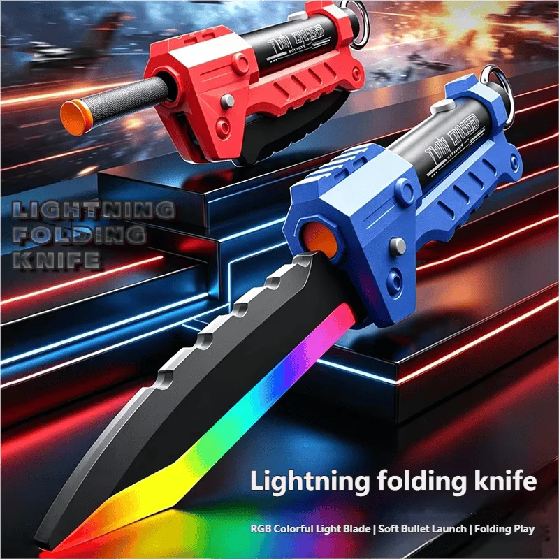 Bright Sword Folding Outdoor Toy Ejection Multi-Color Shoting Bullet Cosplay Sword Party Family Interactive Toy For Kids Adult