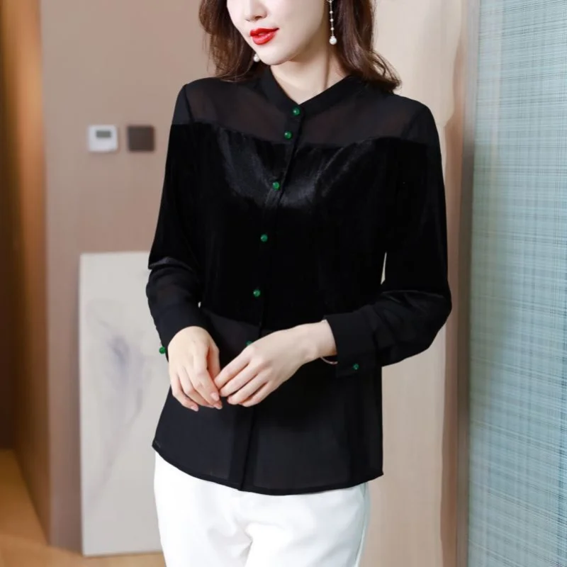 Blouses Women Chic Minimalist Comfortable Korean Style Tender Spring Temperament Single Breasted Sheer Elegant Hot Sale Female