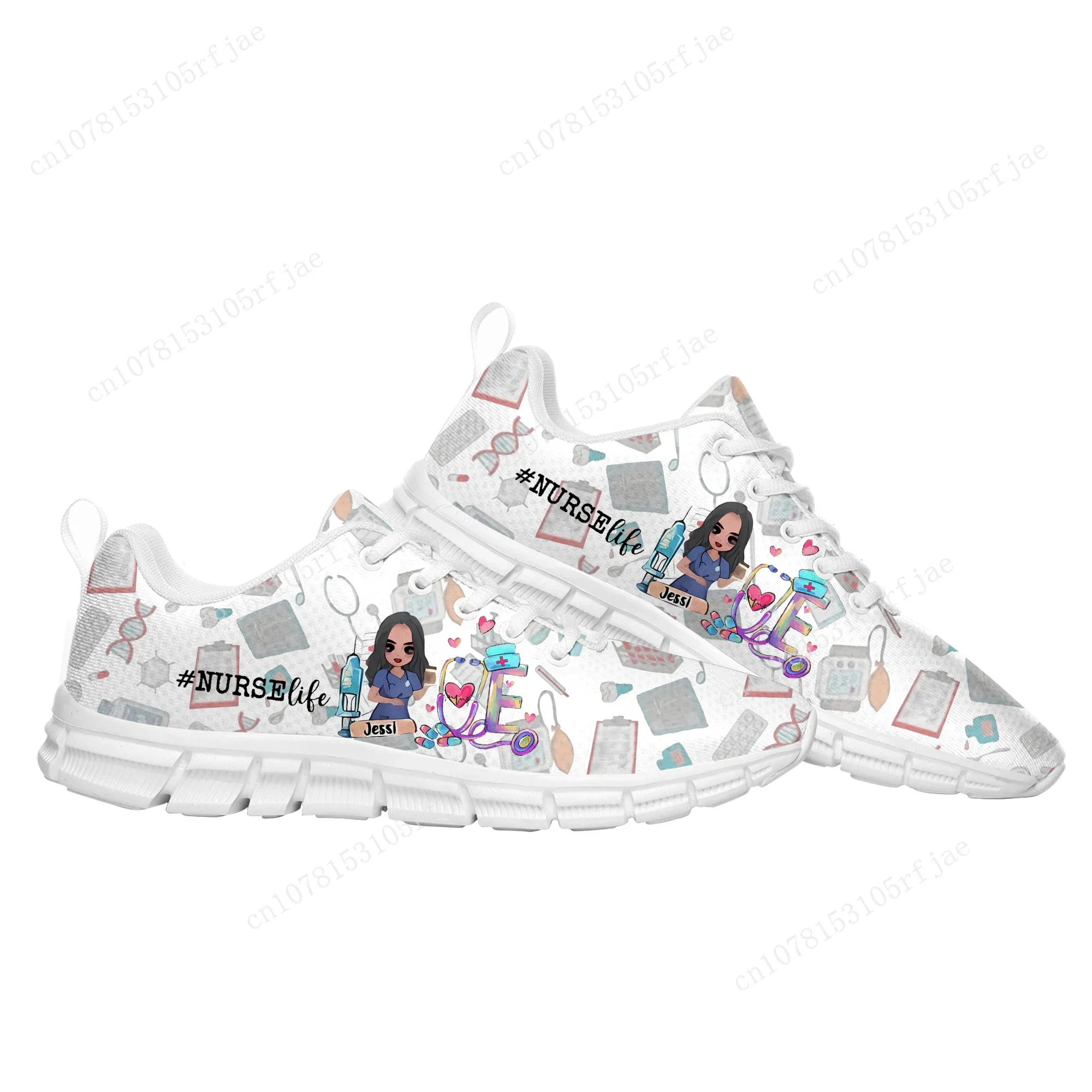 

Cute Cartoon Nurse Sports Custom Shoes High Quality Mens Womens Teenager Custom Fashion Sneaker Tailor Made Couple Built Shoes