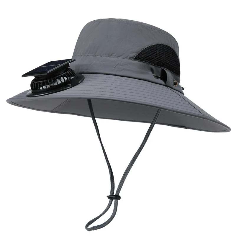 

New solar fan hat for men's outdoor hiking and fishing in summer, sun protection and sunshade fisherman hat