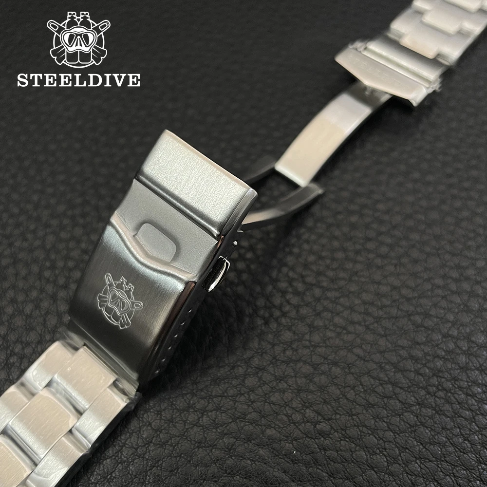 STEELDIVE Official SD1964 New Special Strap Watch Chain 22*18MM Width SD1964GD Stainless Steel Strap With Solid Clasp