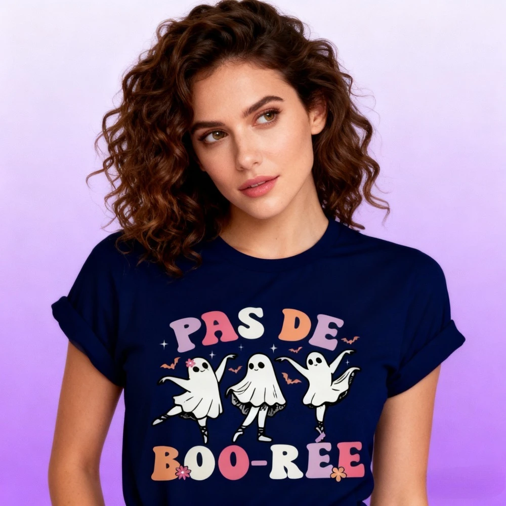 

Ghost Ballet Dancer Funny Tshirt Halloween Dance Teacher Gift Shirt Women Daily Life Casual Cotton Tee Graphic Printed Tops