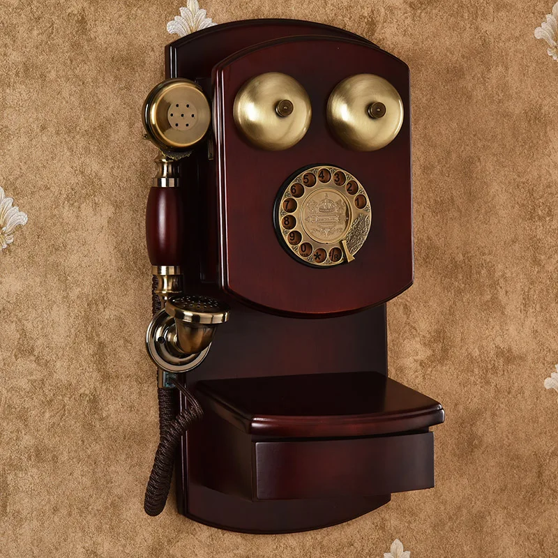 

Antique phone wall-mounted European creative old-fashioned turntable wireless card