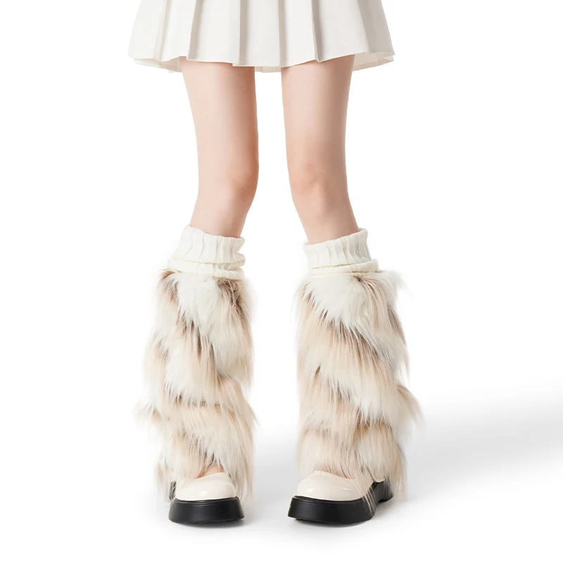 

White fluffy socks cover spring and autumn fashionable babes y2k leg cover Japanese jk calf knee socks boots long