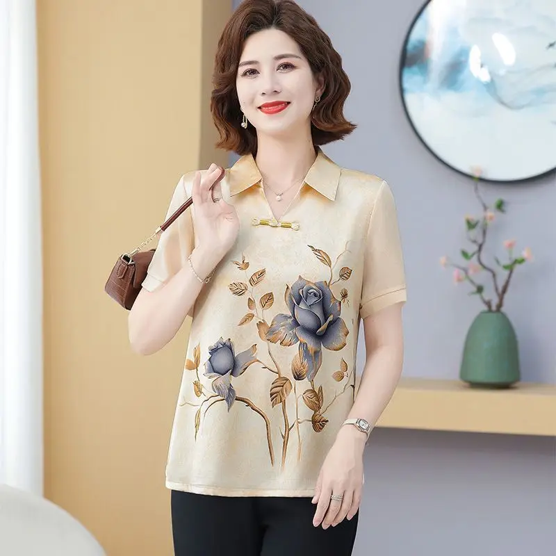New Printed Short-sleeved Top Loose and Stylish New Chinese Style Fashion Pullover Shirt