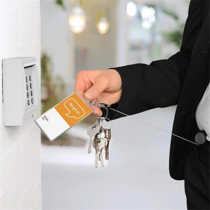 Retractable Keychain Outdoor High Quality Durable Wire Rope Reel Key Chain With Steel Cable Key Ring Tool Solid Color