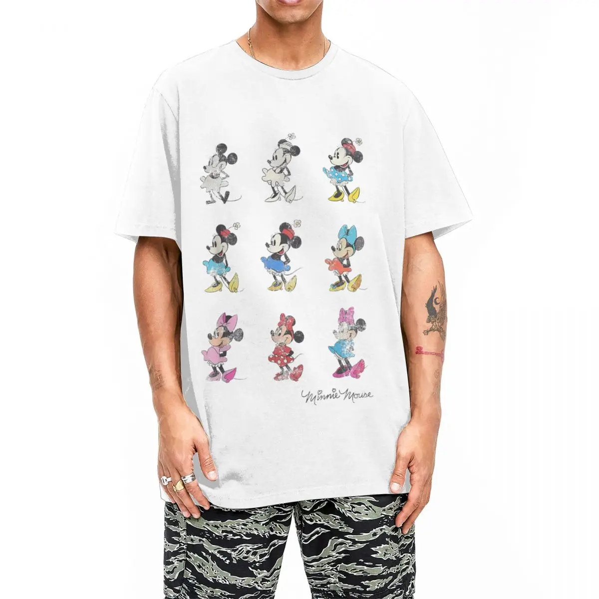 Mickey And Friends Minnie Mouse for Men Women T Shirt Through The Years Vintage Tees Crew Neck T-Shirts Cotton 4XL 5XL Clothing