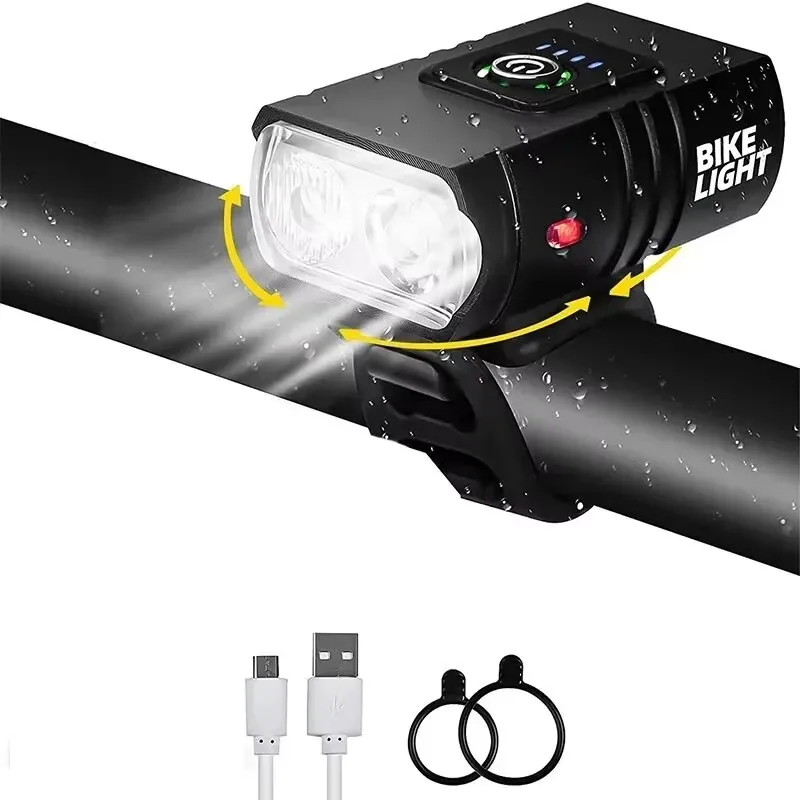 Bicycle LED Headlight T6S, USB Rechargeable Torch, Cycling Front Lamp, High Beam Accessories, Light Bicycle Accessories