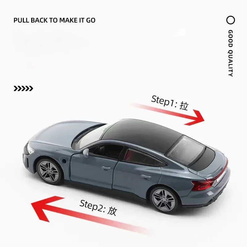 1:36 Audi RS e-tron GT pila di ricarica in lega Diecast Model macchinine Sound Light Pull Back Car Vehicle Toys