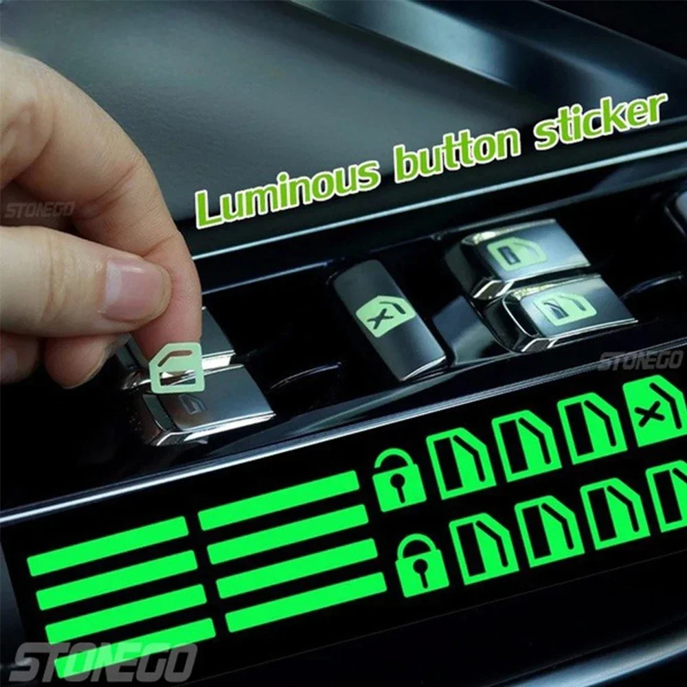 

Car Luminous Door Window Lift Button Stickers Car Windows Control Panel Decals Auto Interior Accessories