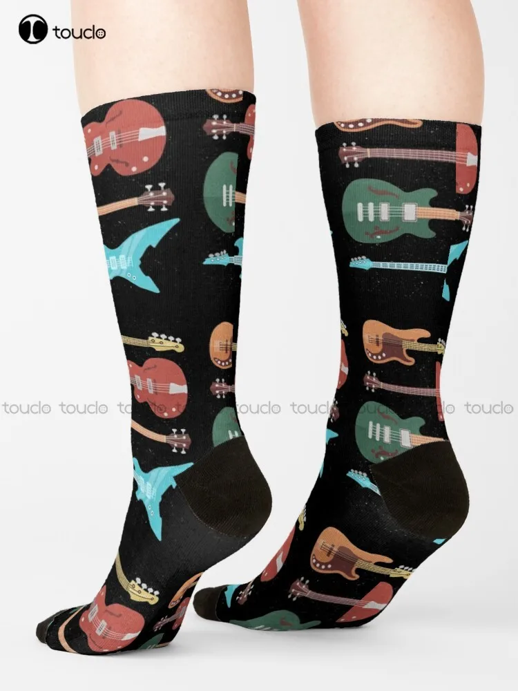 Retro Bass Guitar Socks Winter Socks For Women Harajuku Personalized Custom Unisex Adult Teen Youth Socks 360° Digital Print Art