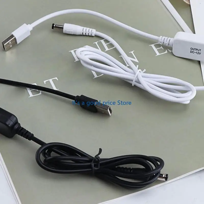  USB 5V to 12V DC5521 Power Cable, USB-A Stepping-Up Converters with Barrels Output and 47.2Inch PVC Cord for Compatible Routers