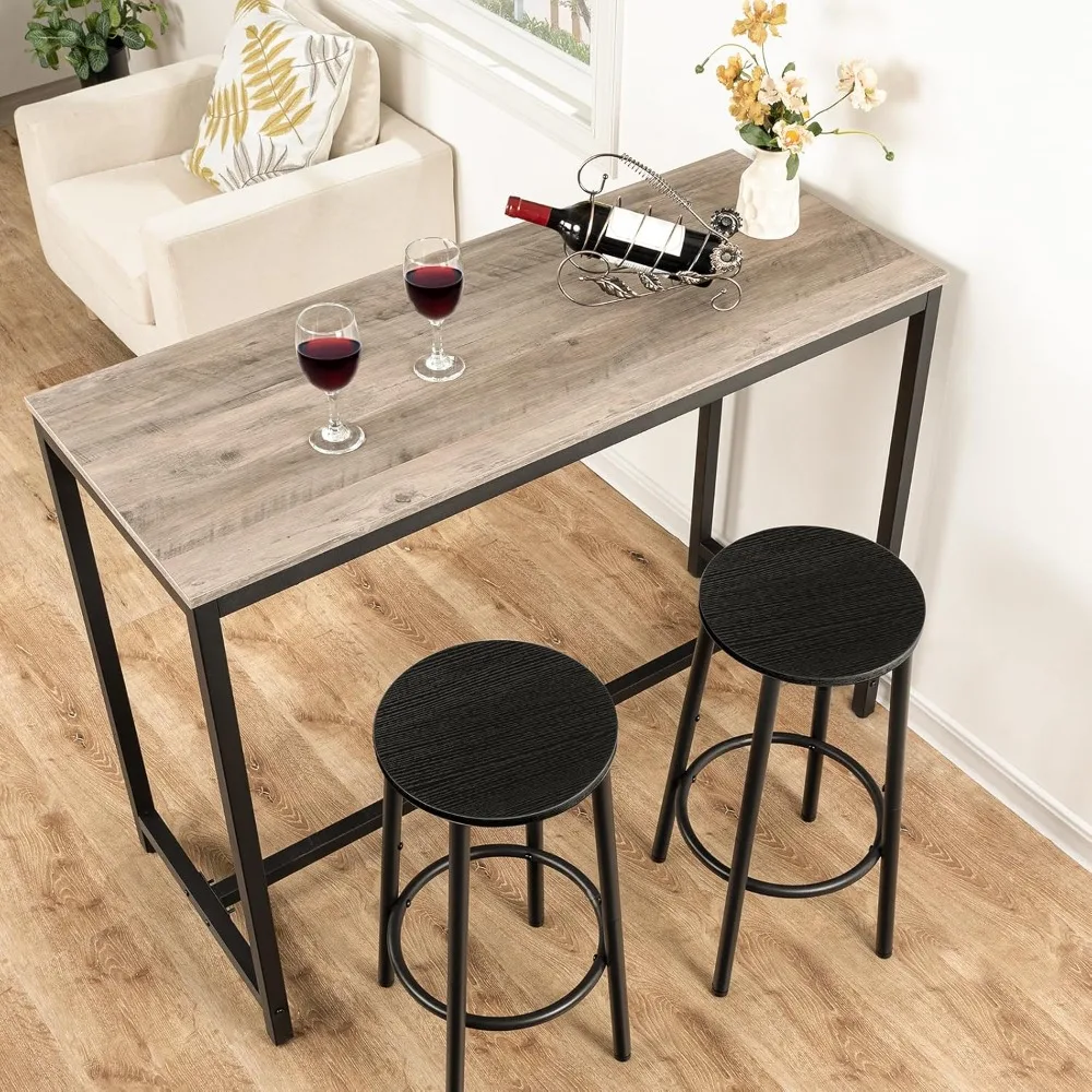 2-Pack Kitchen Bar Stools with Footrest, Rustic Brown Steel Frame Counter Height Stools for Dining & Party