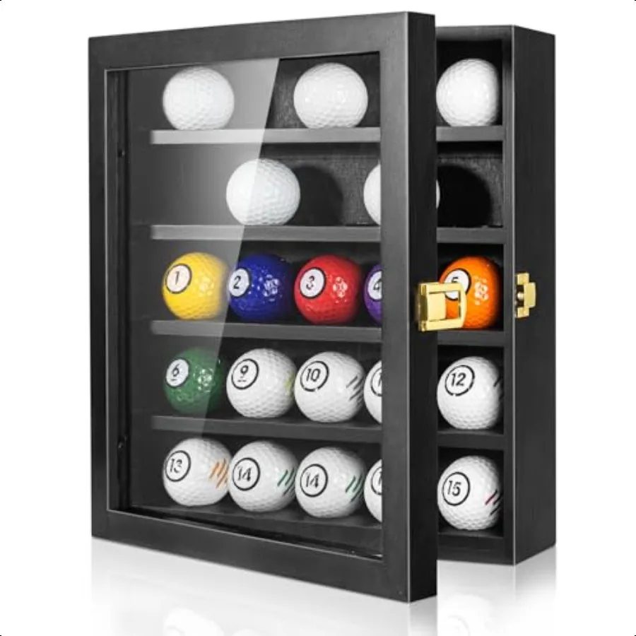 

tutata Golf Ball Display Case Golf Ball Holder 25 Balls Capacity Wall Mount Shadow Box for Golf Ball Collector