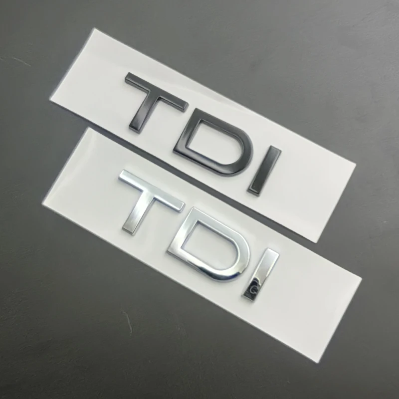 Insignia de maletero de coche con letras de emblema TDI con logotipo negro cromado ABS 3D