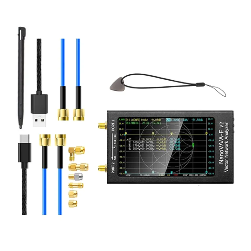 A34R NanoVNA-F V2 Vector Network Analyzer 50KHz-3GHz Antenna Analyzer HF VHF UHF VNA with 5000MAh-Measuring S Parameters