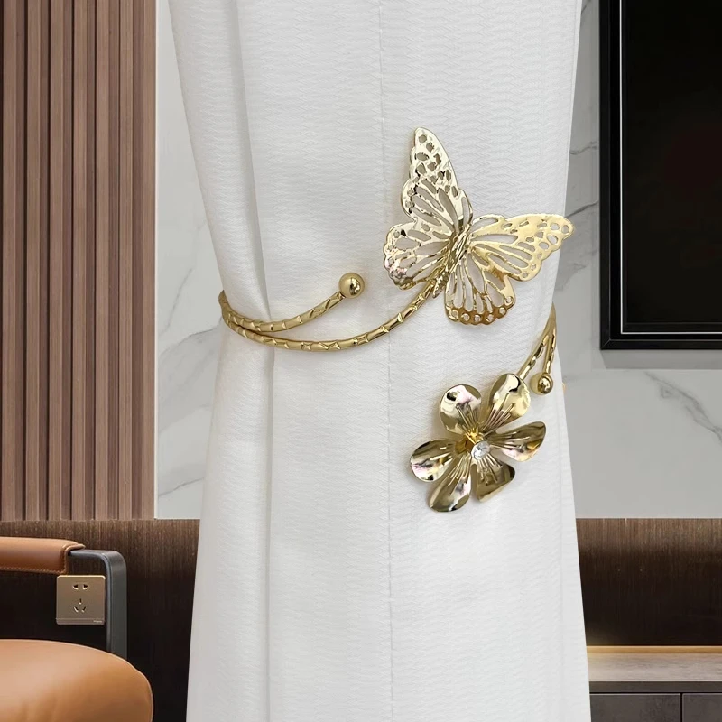 2pcs Flower And Elegant Butterfly Flower Design Curtain Strap,For Bedroom And Living Room Decor, Home Decor