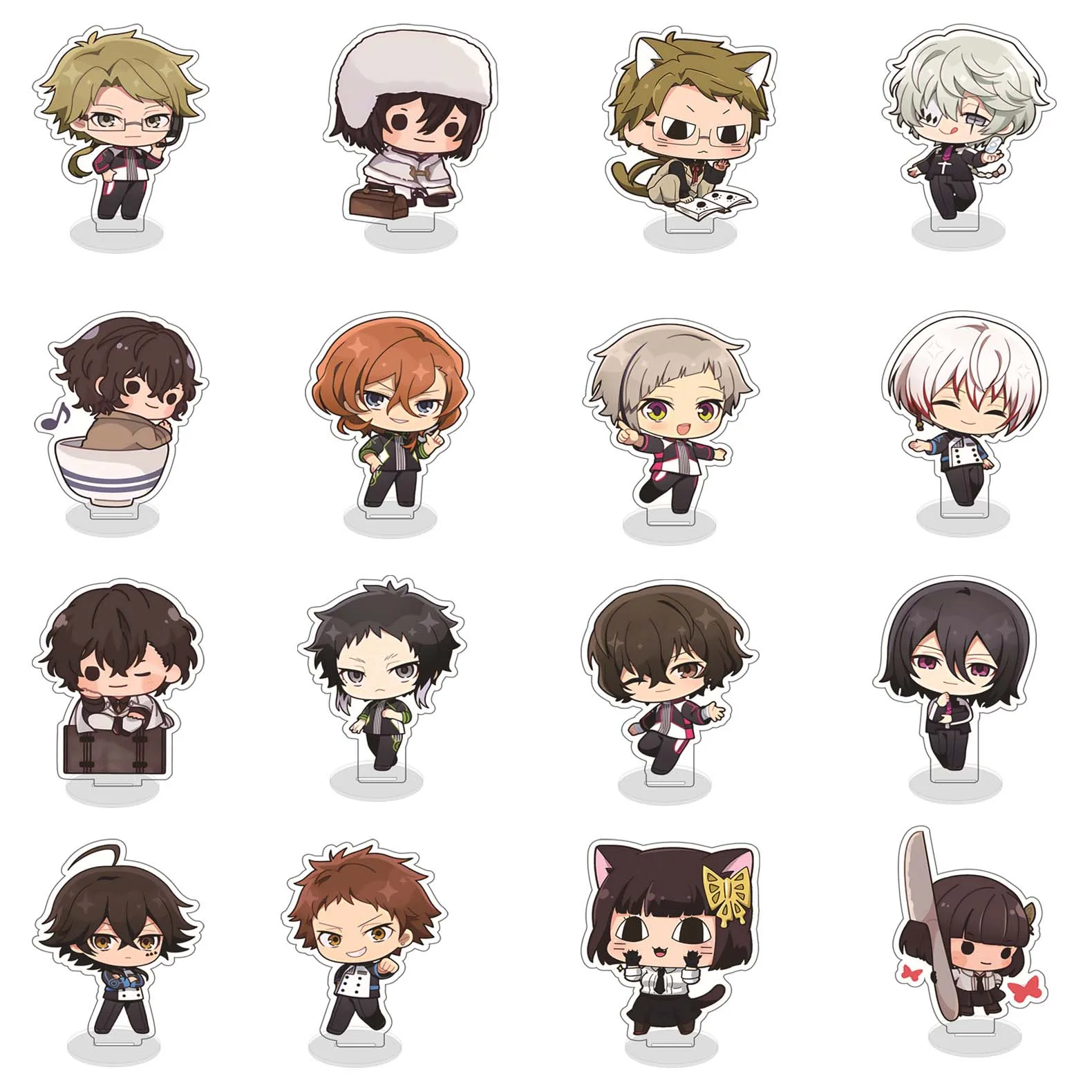 Bungou Stray Dogs 10th Anniversary 10cm Acrylic Stand Figure Anime Q version Dazai Osamu Nakahara Chuuya Desktop Standing Plate