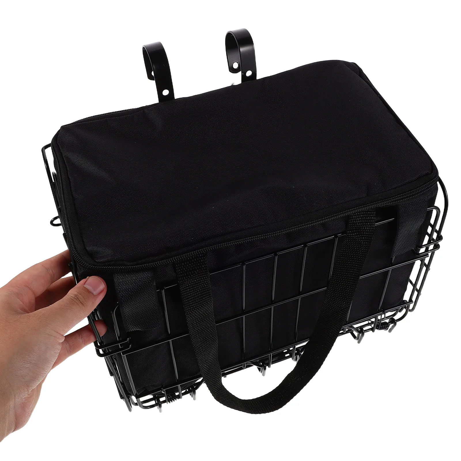 

Folding Bicycle Basket Detachable Large Capacity Metal Fabric Front Handlebar Rear Rack Storage Bag Foldable For Picnic Commuter