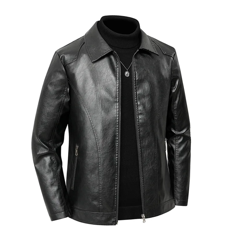 حجم كبير 8XL بولي Leather سترة جلدية رجالي موضة ملابس خارجية حجم كبير معطف جلد للرجال العصرية بولي Leather سترة جلدية الاسلوب المناسب #4