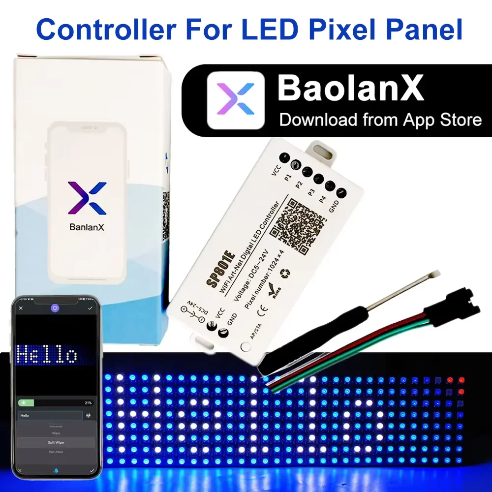 SP801E LED Controller Wireless WiFi Art-Net for WS2812B WS2811 Light Strip 5-24V Magic Custom Matrix Panel Module iOS Android