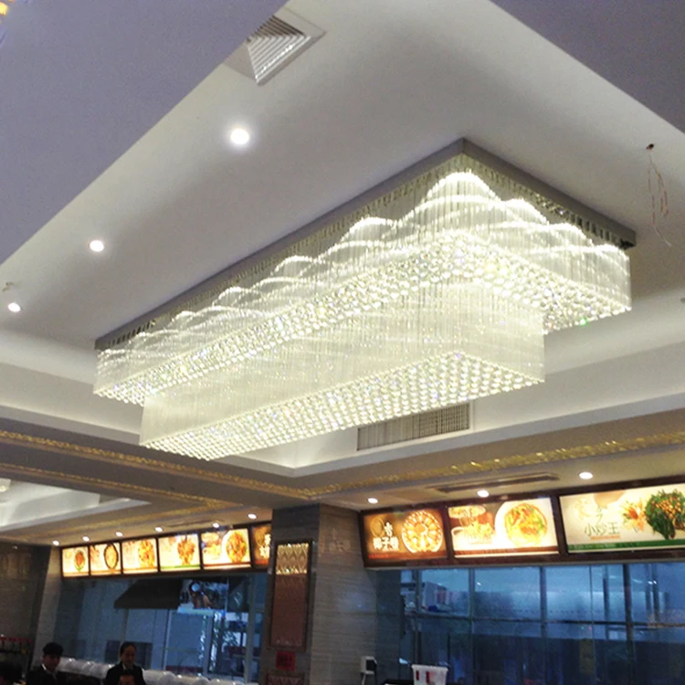 LED Custom Project Crystal Modern Luxury Style Hotel Villa Banquet Large Chandelier Surface Mounted 80 Ra 30000 Hours