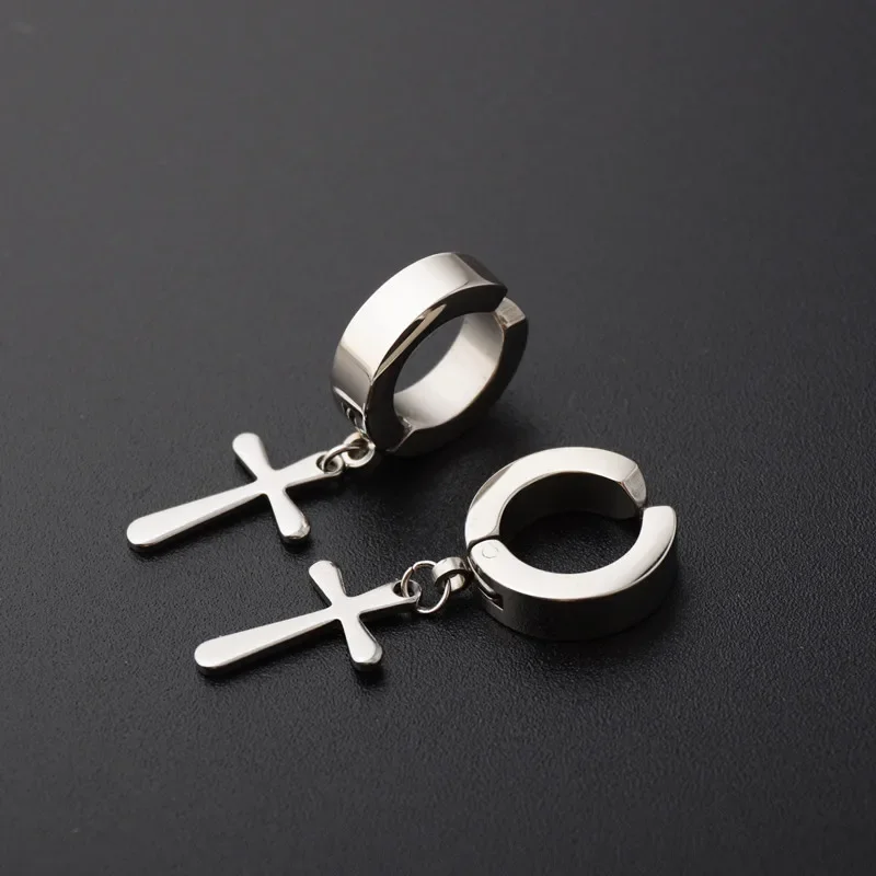 60PCS/lot Korean Stars Stainless Steel Cross Stud Earrings Earring Wholesale Cross Ear Clip