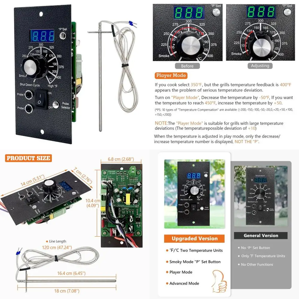 

Advanced Digital Thermostat Kit for Traeger Grills: Enhanced Temperature Control with Probe