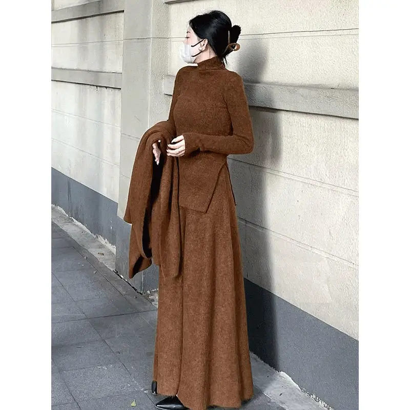 

Half High Collar Sweater Set Skirt for Women Autumn and Winter Korean Version High Waisted Half Body Knitted Skirt Two-piece Set