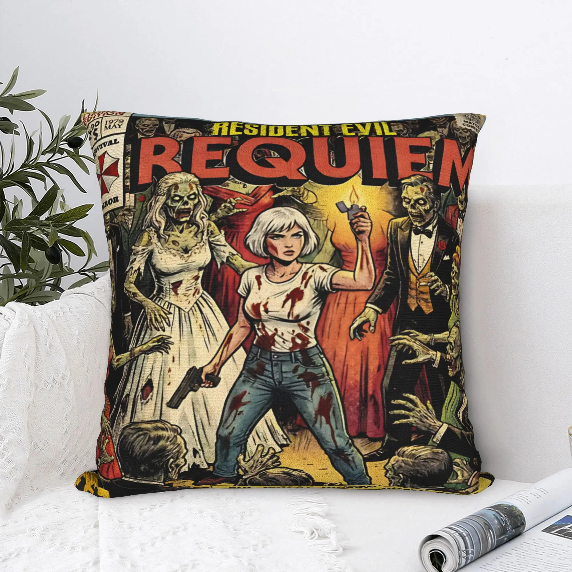 Residents Evils 9 Requiem Grace Ashcroft Vintage Comic Cover Art Pillow Cover Print Cushion Cover Morden Pillow Case