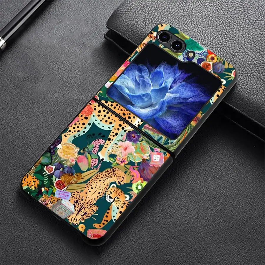 Creative Art Leopard Phone Cover Case for Samsung Galaxy Z Flip 8 Flip6 Flip5 Flip4 Flip3 Flip7 FE Z Flip 7 6 5 4 3
