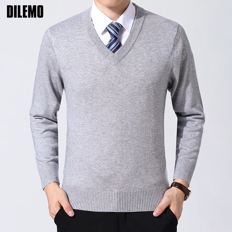 2025 New Fashion Brand Sweater Mens Pullover V Neck Slim Fit Jumpers Knitting Thick Warm Autumn Korean Style Casual Mens Clothes