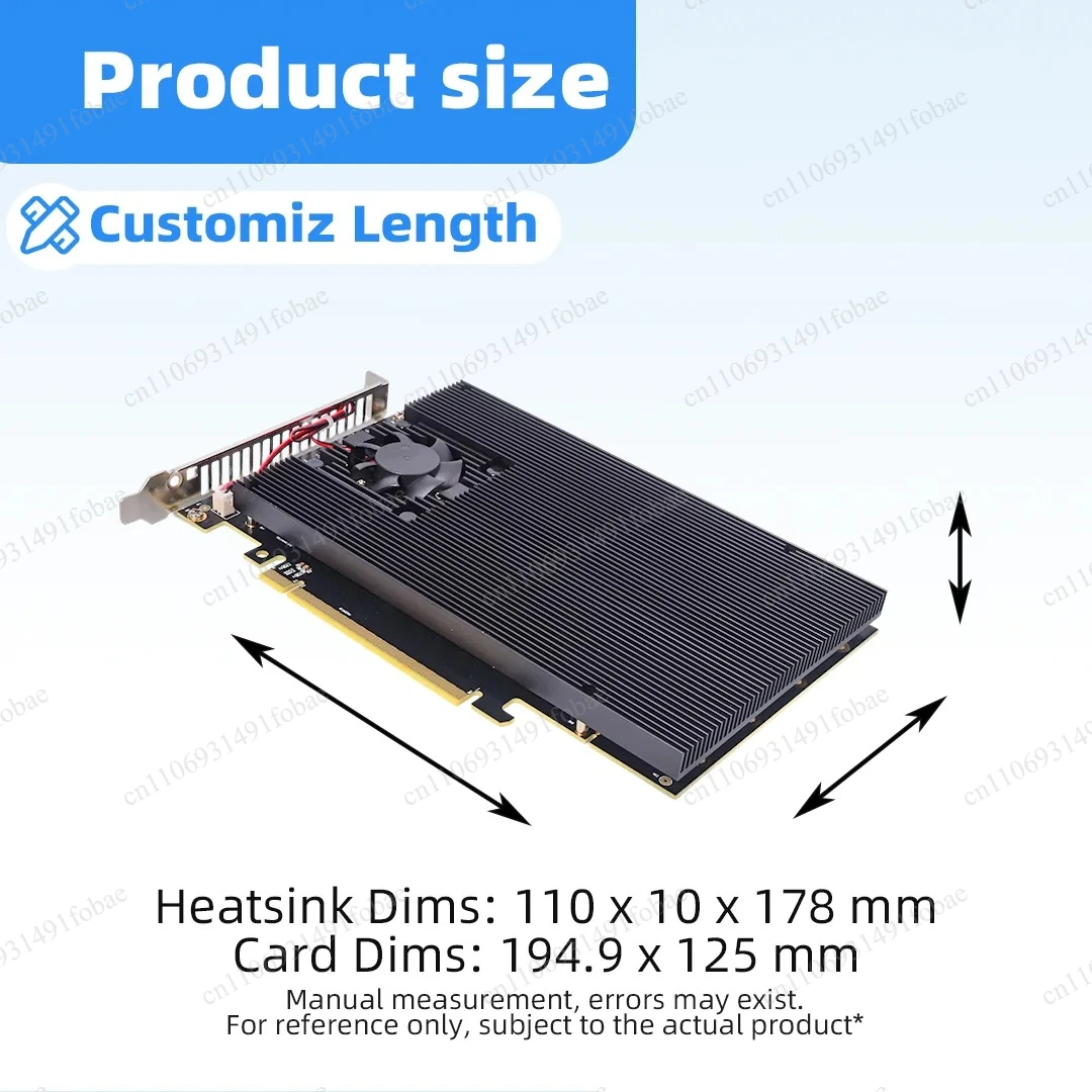 ADT PCIe 3.0 To NVME 4-Bay Expansion Card, M.2 PLX8747 Silent Full/Half Height GPU Heatsink Cooler No Disassembly Supports FN