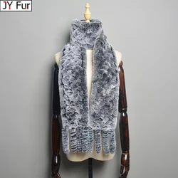 Long 180cm Real Fur Scarf Men Women Rex Rabbit Fur Scarf Natural Rabbit Fur Scarves Long Scarf Warm Fur Muffler