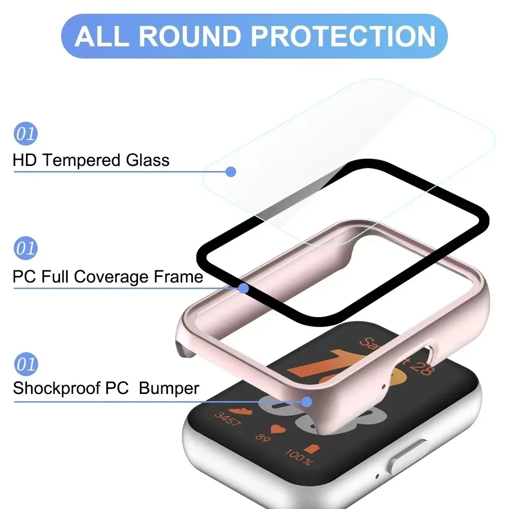 

For Samsung Galaxy Fit 3 Accessories Case+Glass For Samsung Galaxy Fit 3 All-around Anti-scratch Bumper Screen Protector Cover
