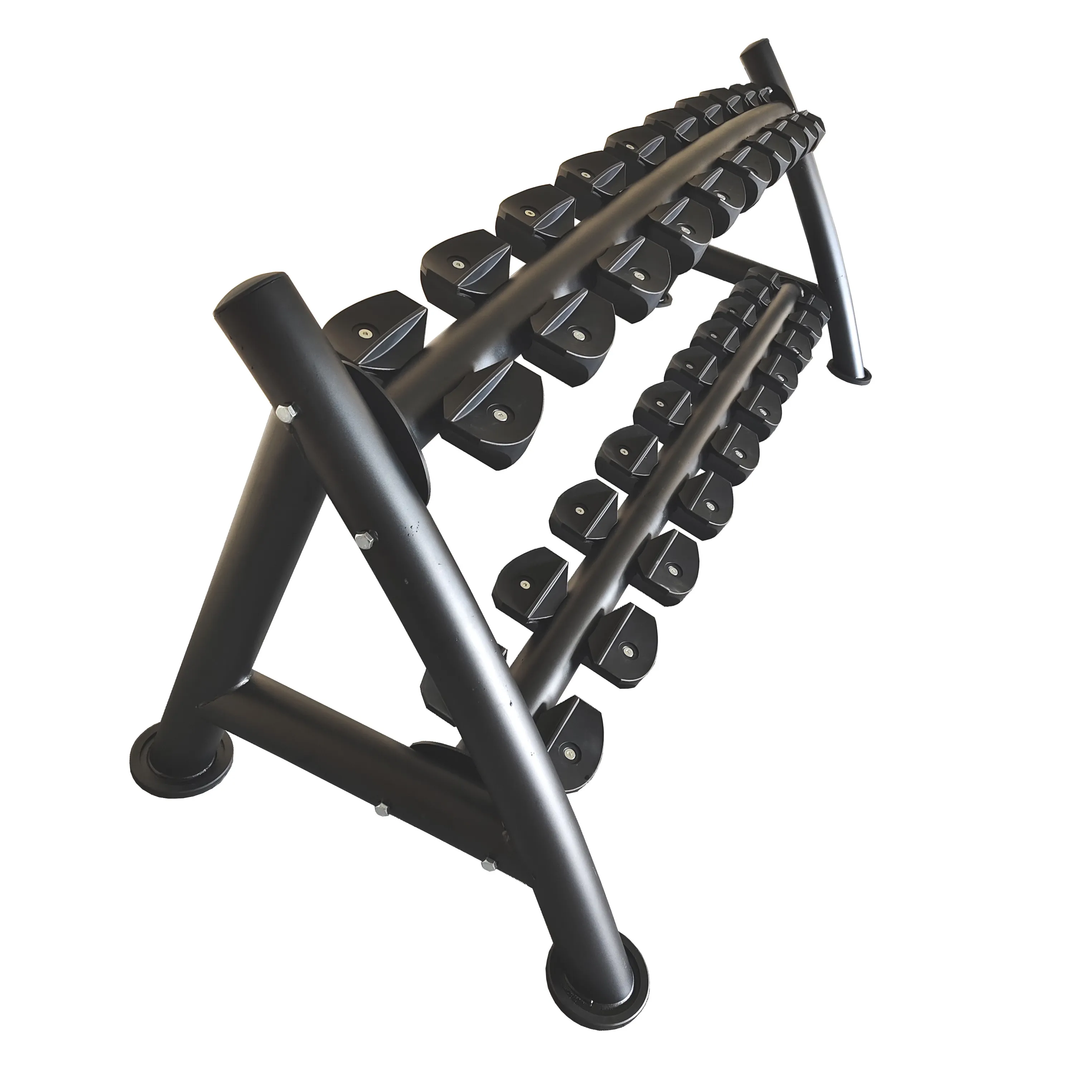 Round tube high-end dumbbell rack 10 pairs double-layer dumbbell rack
