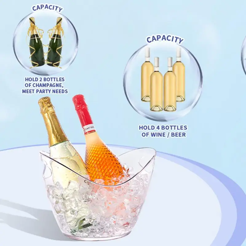 Wine Cooler Bucket Beverage Tub Clear Plastic Ice Bucket Or Champagne Bottles Ice Cooler For Wine Champagne Bar Supplies