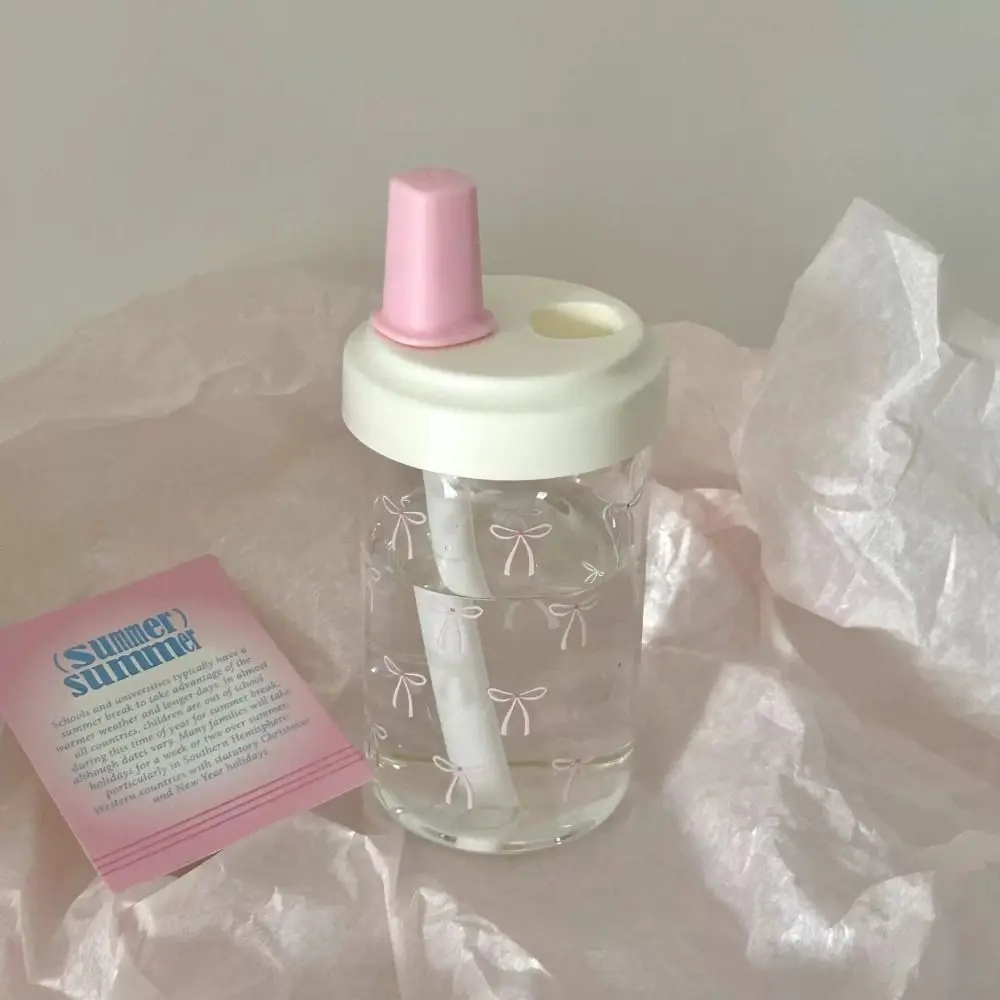 

Cute 500ml Straw Cup Bowknot Plastic Water Bottle Large Capacity Coffee Cup Juice Milk