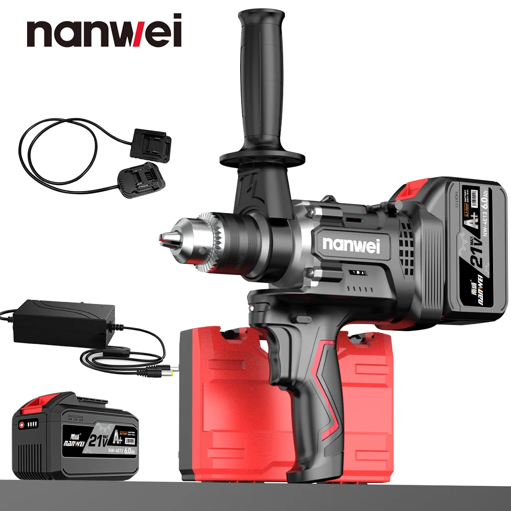 Беспроводная бесщеточная дрель Nanwei, 16 мм, 21 в, 220 нм, дрель с высоким крутящим моментом, отвертка для подледной рыбалки
