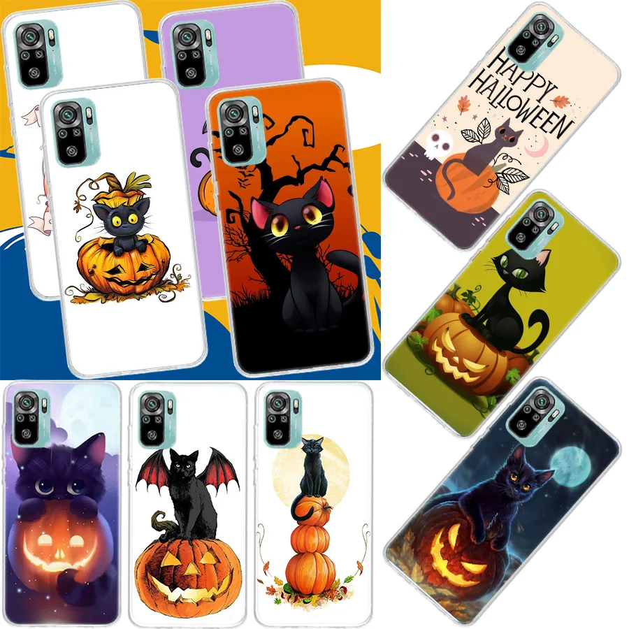 Black kitten on Christmas pumpkin Phone Case For Xiaomi Poco M3 M4 M5 M5S X3 GT X4 NFC X5 X6 Pro F5 F4 F3 F2 F1 Mi CC9 Note 10 L