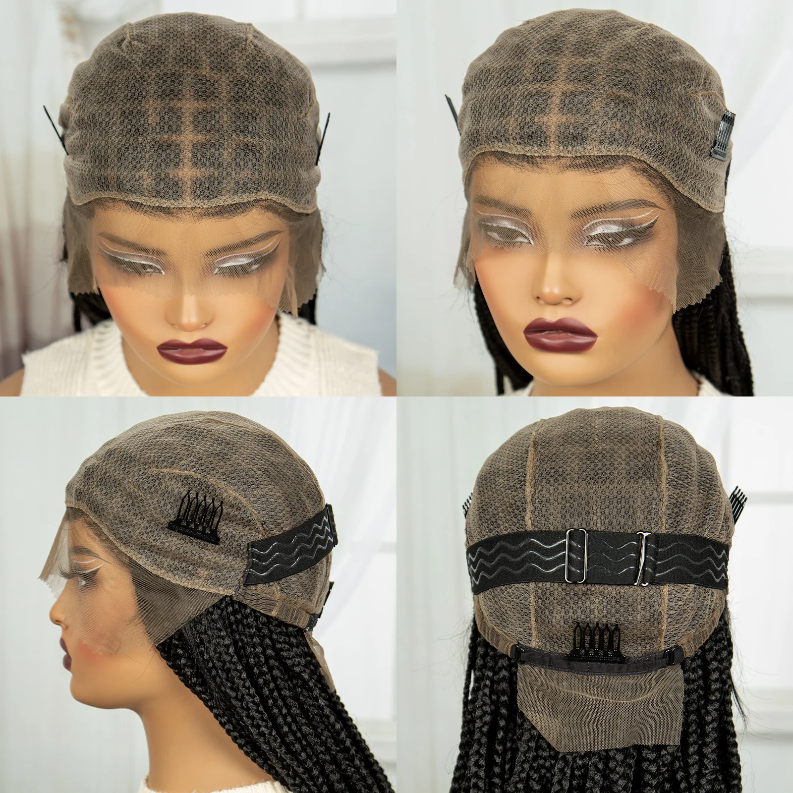 Parrucche intrecciate in pizzo pieno a 360 ° parrucca sintetica senza nodi con trecce con capelli del bambino parrucca in pizzo intrecciato Boho con