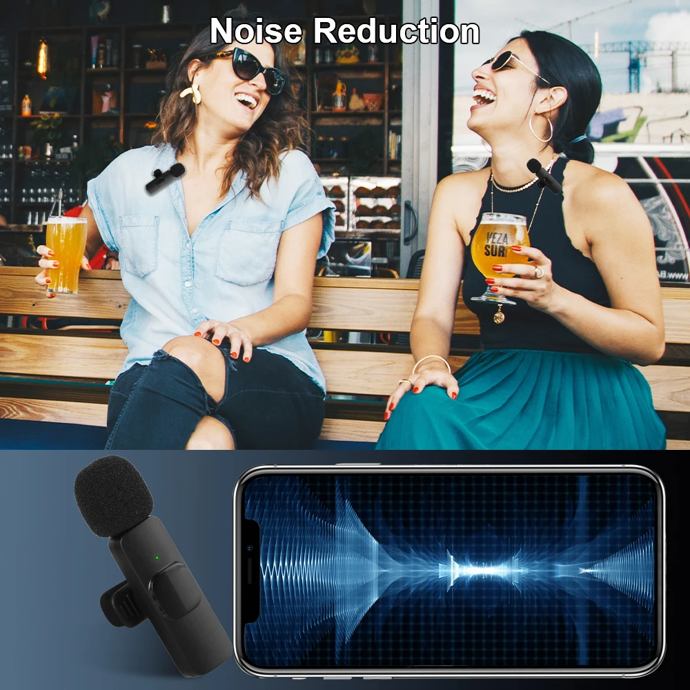 Wireless Microphone Mini Bluetooth Mic ​K9 For iPhone Android Cell Phone Lapel Lavalier MicroPhone Live Show Broadcast Micro Kit