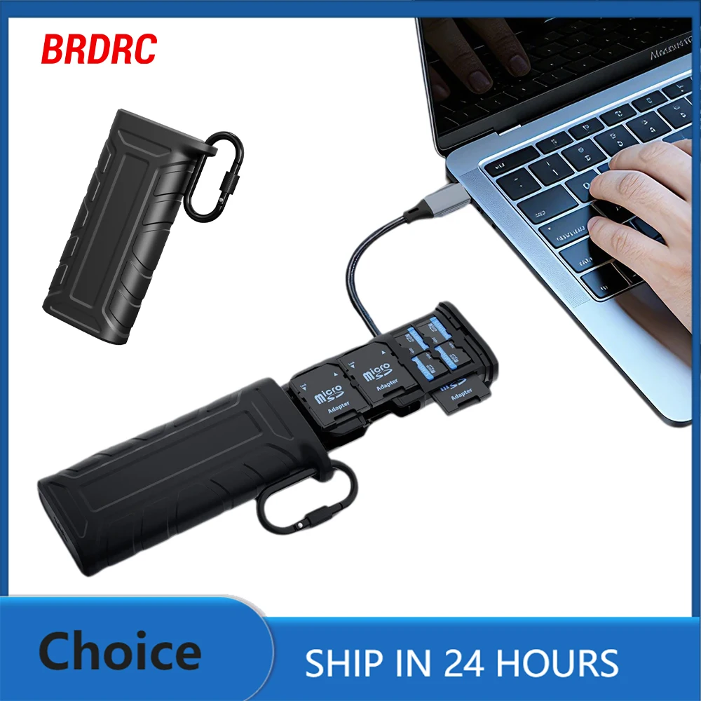 

Кейс для карт памяти BRDRC с USB 3.2 Type-C, высокоскоростной кардридер для SD/TF карт, совместимый с Pocket 3/Action 6/Insta360 Ace Pro 2 X5/Gopro