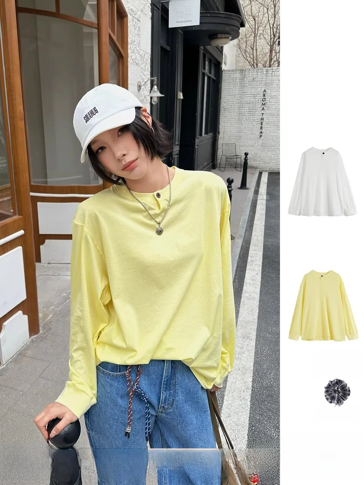 

Брендовая футболка с длинным рукавом DEARSOCUTE, повседневная, свободного кроя, 100% хлопок, для ежедневной носки, женский модный топ