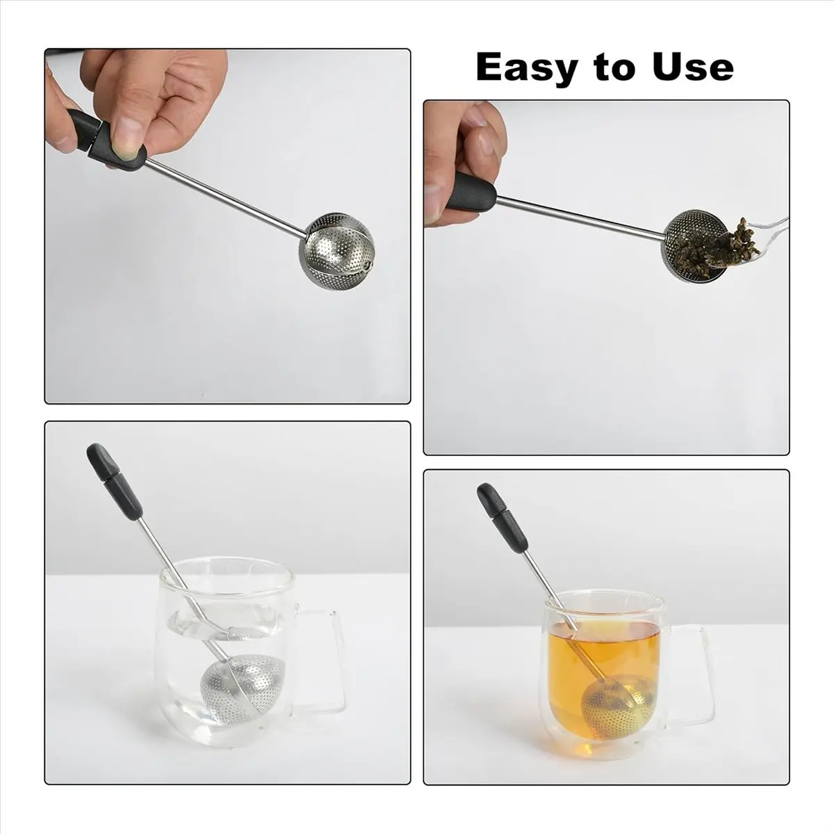 【Clearance Sale】Long Handle Twisting Tea Ball, 2Pcs Tea Ball Infuser for Loose Tea, Reusable Loose Leaf Tea Steeper Stainless St